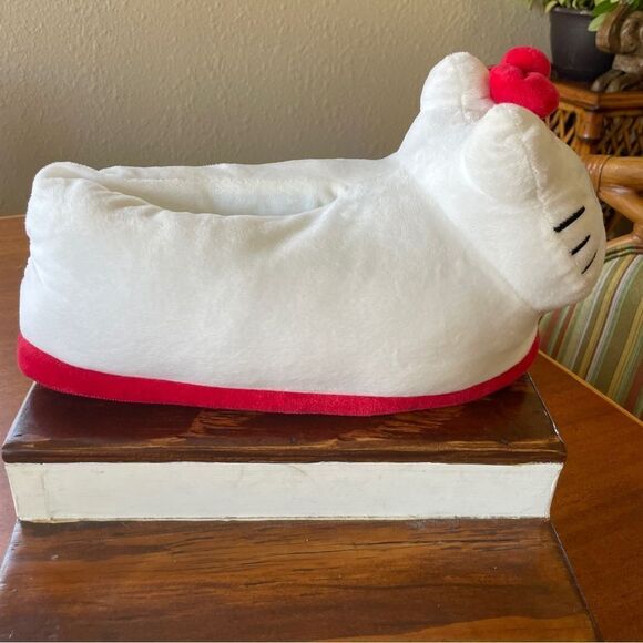 Hello Kitty Plush Slippers White Red Size L-XL - Picture 3 of 11
